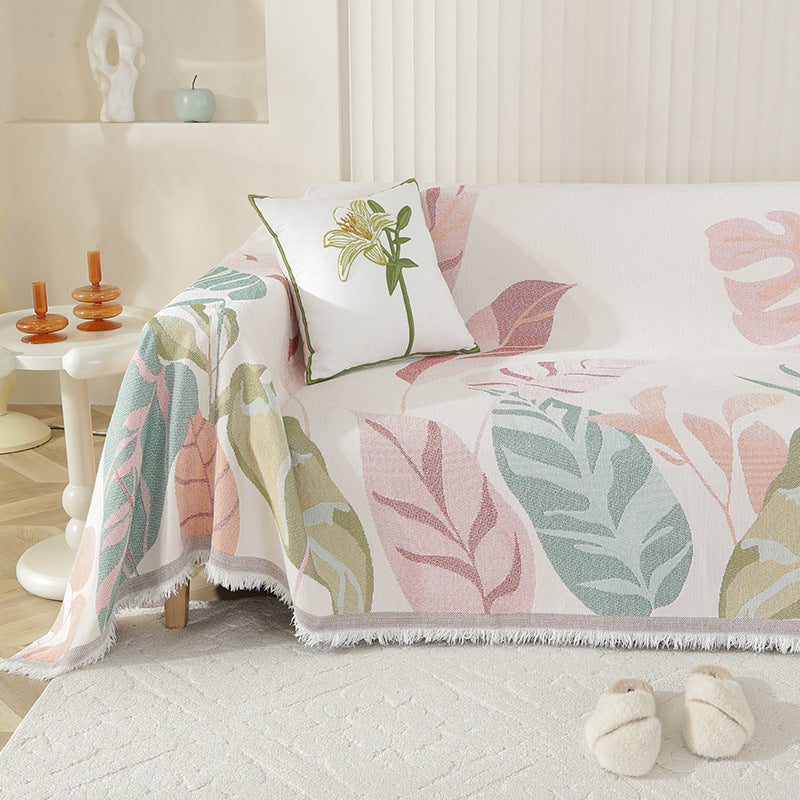 KEW Pastel Leaf Botanical Sofa Cover | Machine Washable Sofa Protection - Styyler