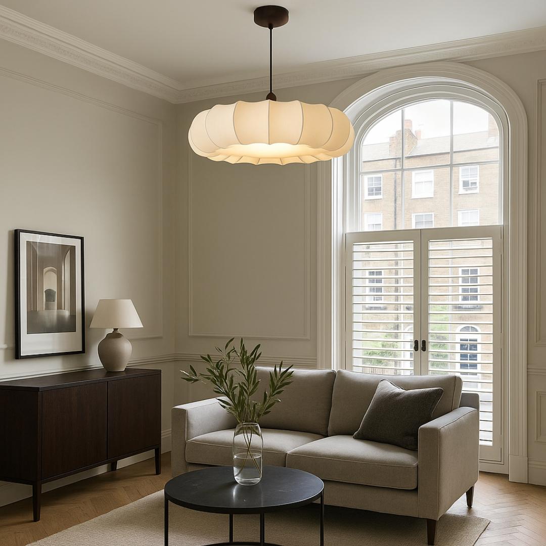 Shiro Japandi Fabric Pendant Light | Soft Sculptural Lamp for Living Rooms and Bedrooms - Styyler
