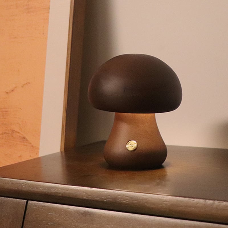 Myka Wooden Mushroom Table Lamp - Touch-Sensitive