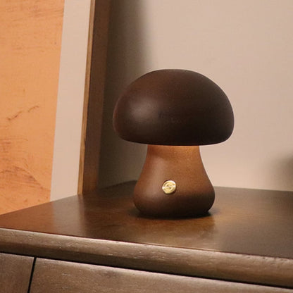 Myka Wooden Mushroom Table Lamp - Touch-Sensitive