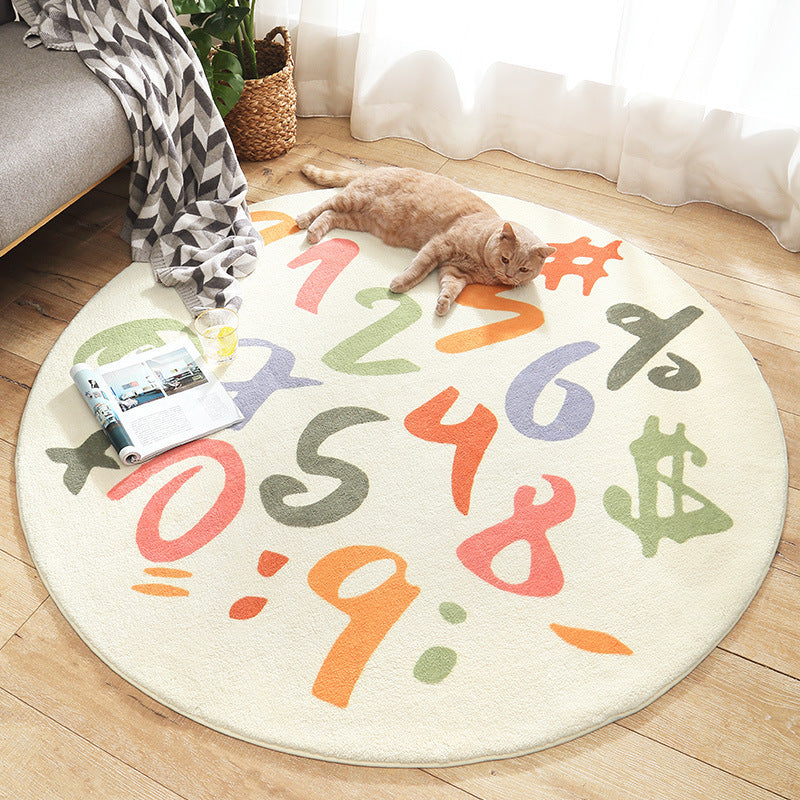 Number Fun Round Bedroom Rug | Machine Washable Play Mat