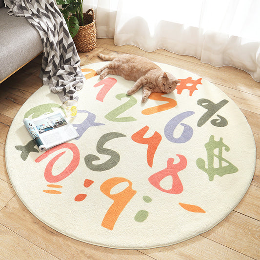 Number Fun Round Bedroom Rug | Machine Washable Play Mat