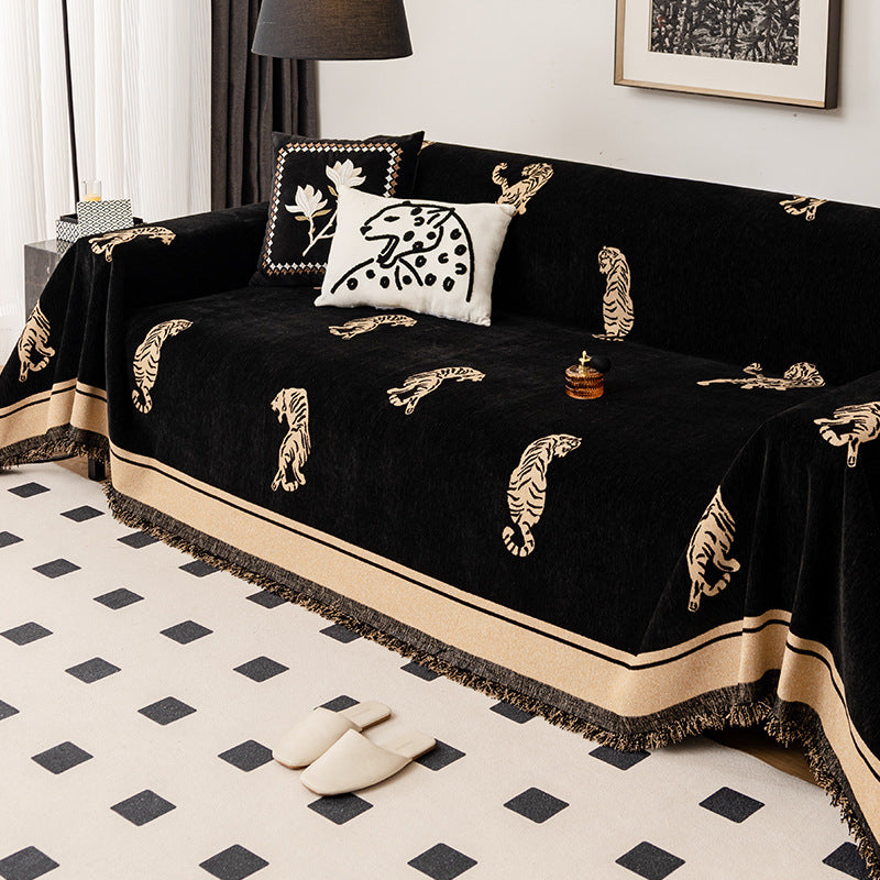 ORYN Chenille Sofa Cover | Tiger & Leopard Pattern Couch Protector