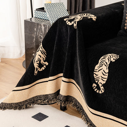 ORYN Chenille Sofa Cover | Tiger & Leopard Pattern Couch Protector