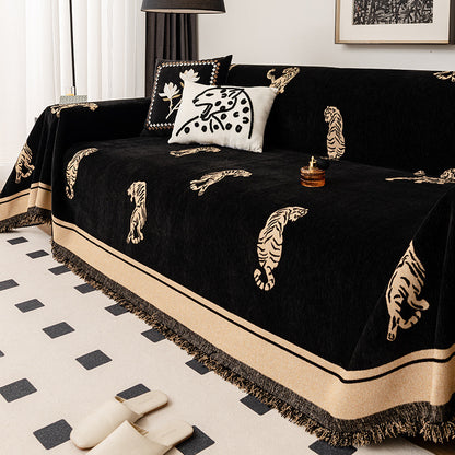 ORYN Chenille Sofa Cover | Tiger & Leopard Pattern Couch Protector