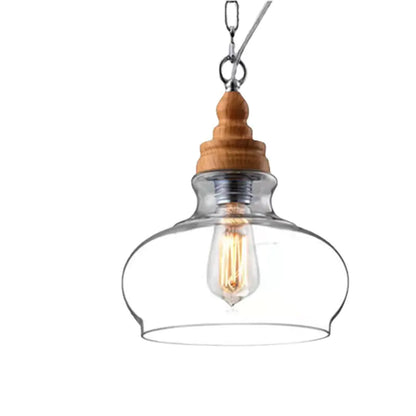 Lunari Nordic Glass & Wood Pendant Light | Designer Hanging Lamp