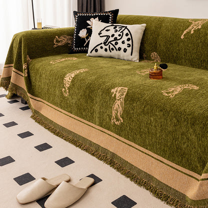 ORYN Chenille Sofa Cover | Tiger & Leopard Pattern Couch Protector