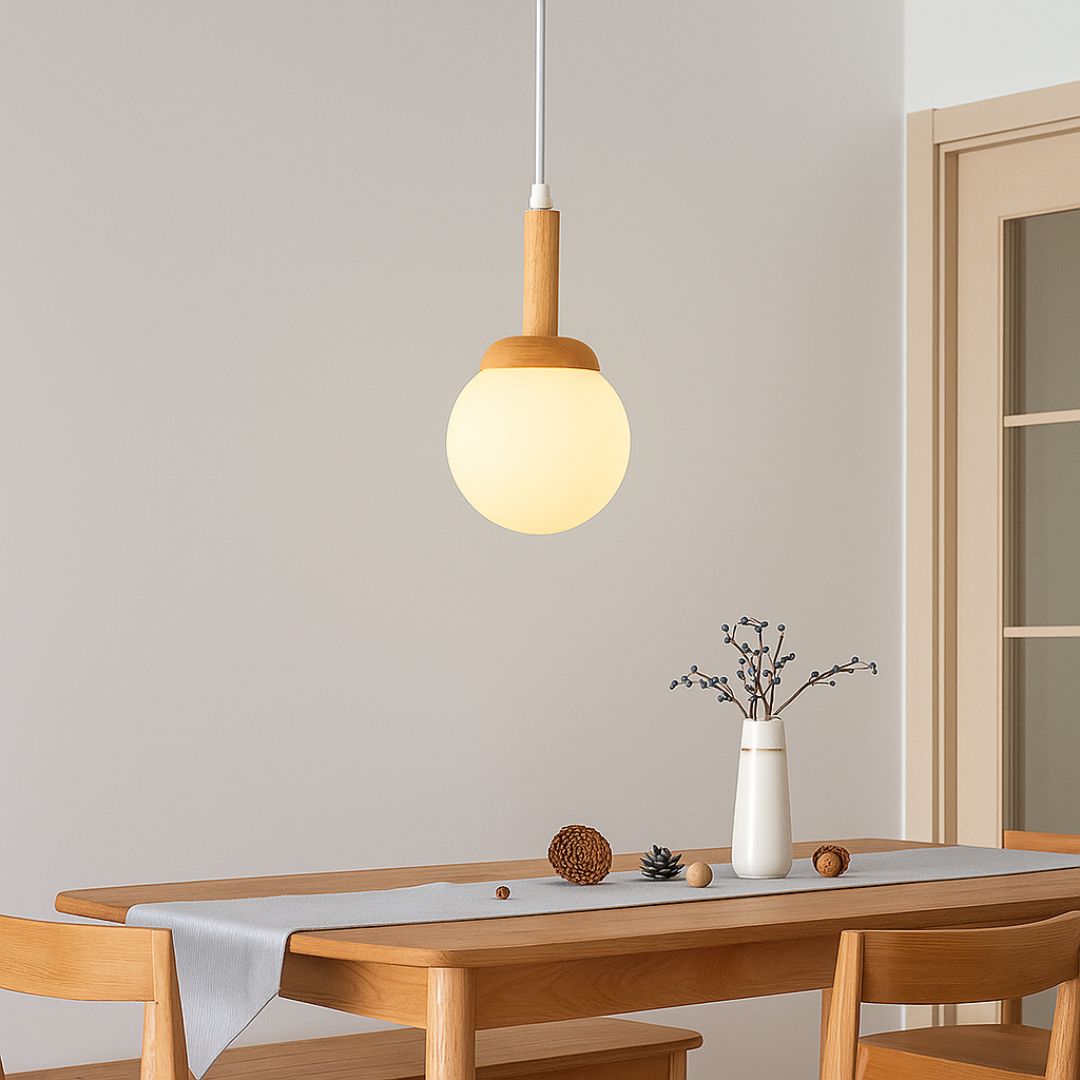 LUNELLA – Scandinavian Wood and Glass Pendant Lighting - Styyler