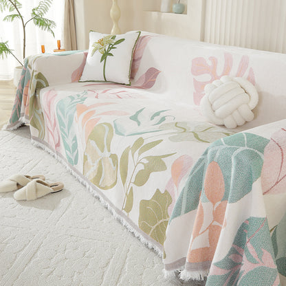 KEW Pastel Leaf Botanical Sofa Cover | Machine Washable Sofa Protection - Styyler