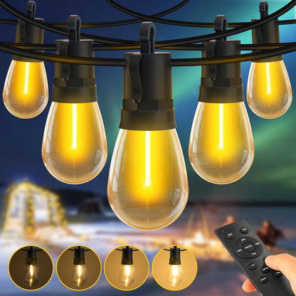 LumoFete Solar Festoon Lights with Remote | IP65 Waterproof & Shatterproof | Extendable
