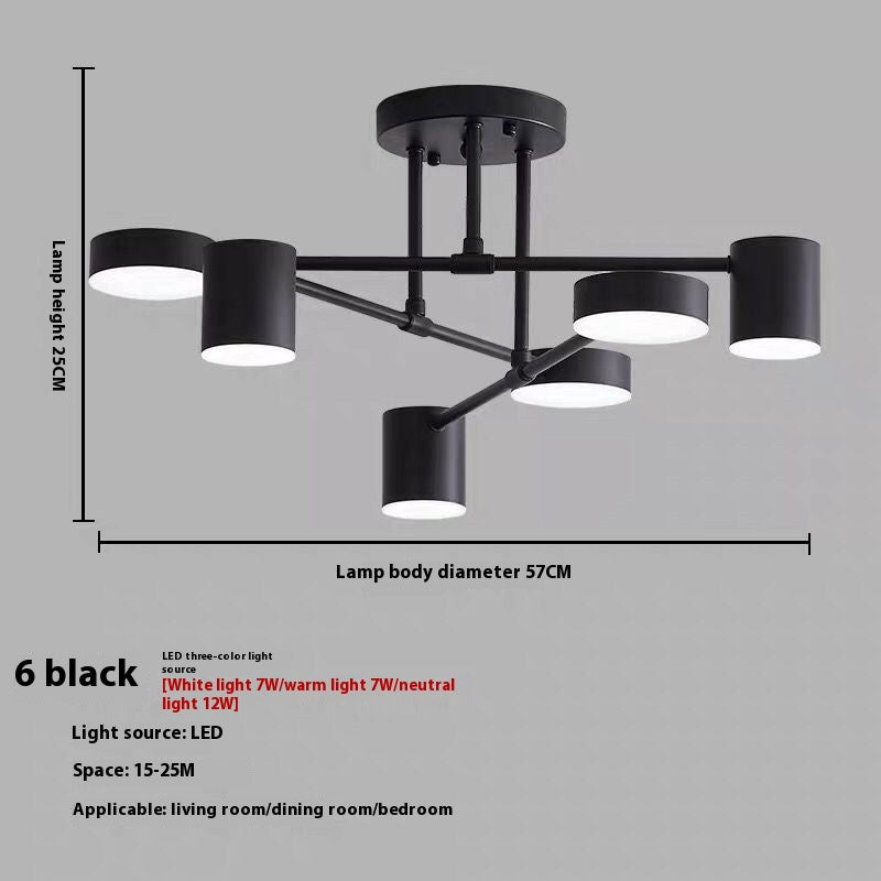 Lunaris Modern Minimalist LED Chandelier | 6-Light Rotatable Pendant for Living and Dining Rooms