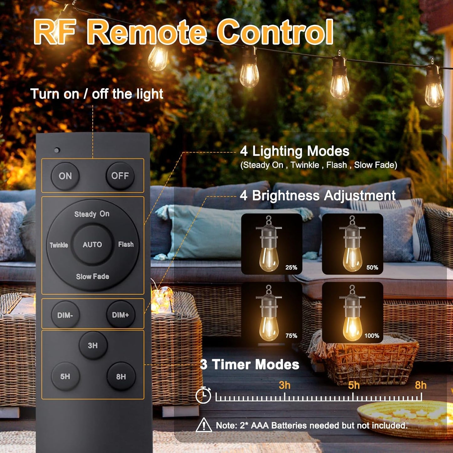 LumoFete Solar Festoon Lights with Remote | IP65 Waterproof & Shatterproof | Extendable
