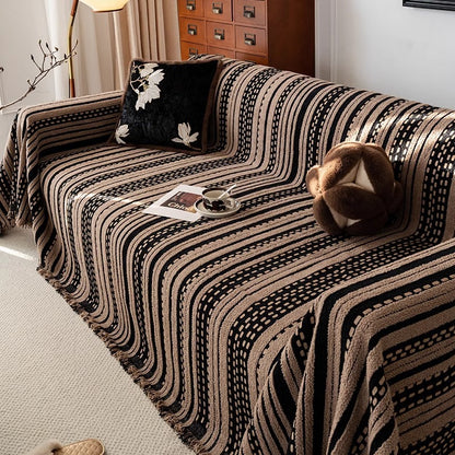 CASCADE Plush Velvet Striped Sofa Cover in Various Warm Colours - Styyler