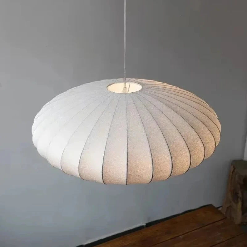 Satori Japandi Silk Pendant Lamp | Ceiling Light in Ivory White | 40cm and 50cm