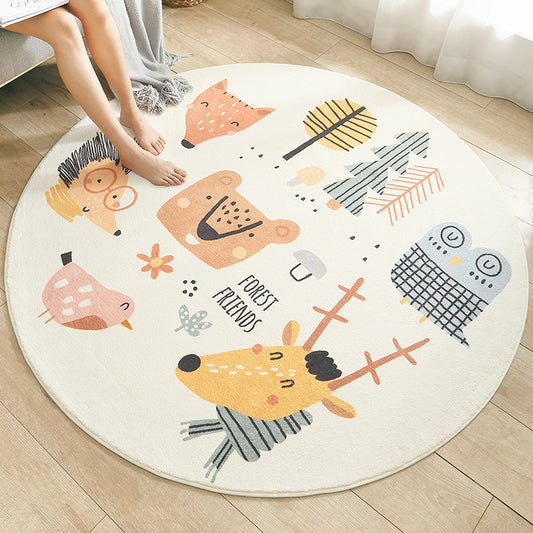 Forest Friends Rug | Machine Washable | Round Kids Play Mat