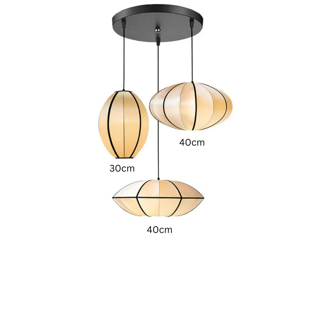 AIRI Satin Pendant Light | Japanese Style Fabric Lantern in Cream White - Styyler