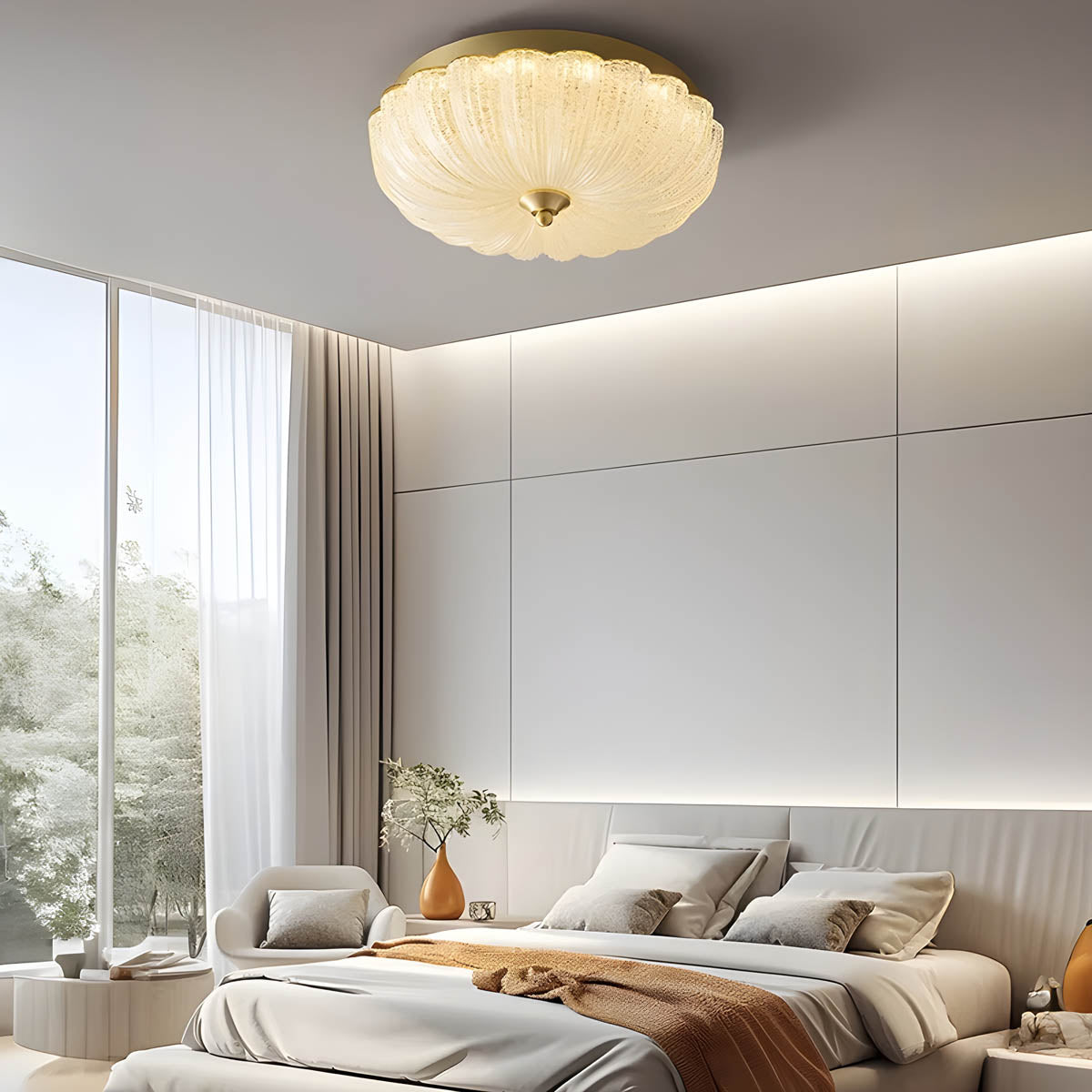 ARYNA Ceiling Light Fixture with Scalloped Edge and Textured Dome - Styyler