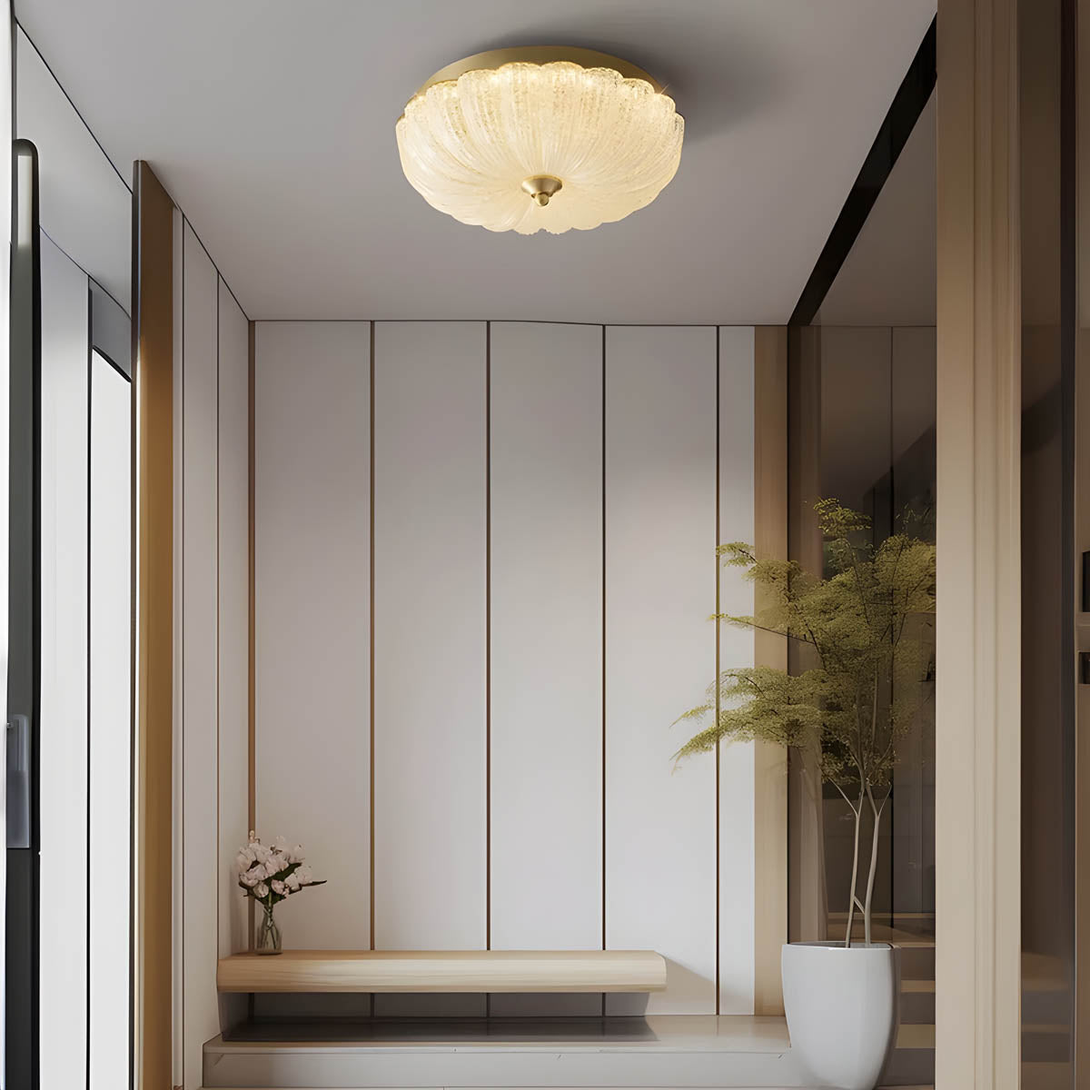 ARYNA Ceiling Light Fixture with Scalloped Edge and Textured Dome - Styyler