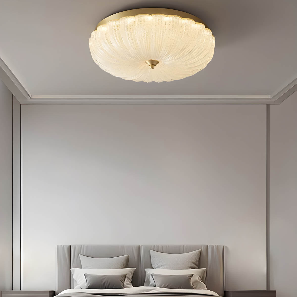 ARYNA Ceiling Light Fixture with Scalloped Edge and Textured Dome - Styyler