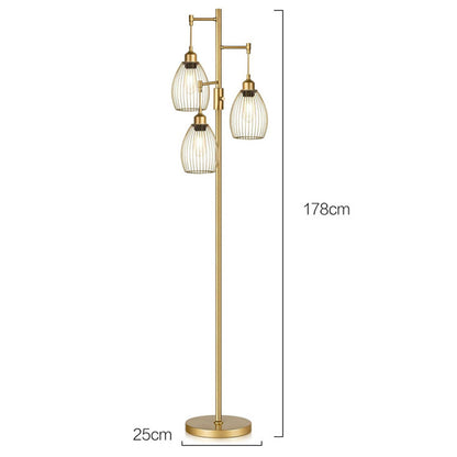 ALVIA – Dimmable Retro Floor Lamp with Wire Cage Shades | Gold or Black - Styyler