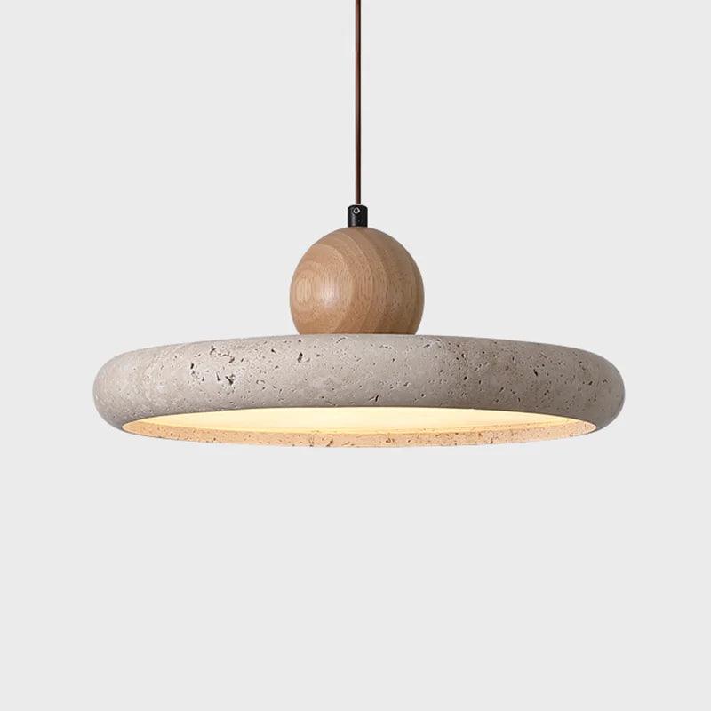 ArcaLux Travertine Pendant Lamp | Hand-Sculpted Round Stone Ceiling Light (30cm) - Styyler