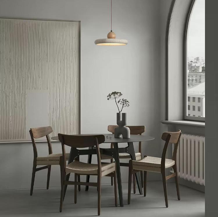 ArcaLux Travertine Pendant Lamp | Hand-Sculpted Round Stone Ceiling Light (30cm) - Styyler