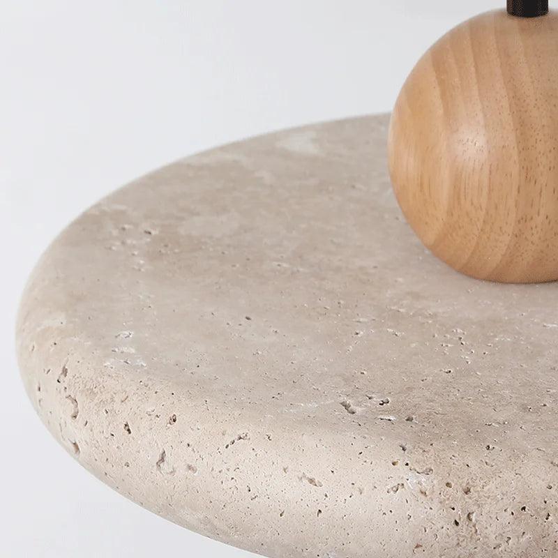 ArcaLux Travertine Pendant Lamp | Hand-Sculpted Round Stone Ceiling Light (30cm) - Styyler