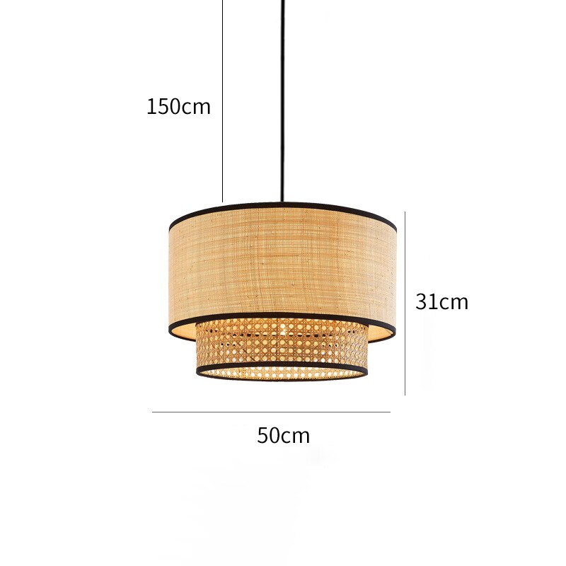 Bohemian Raffia Table Lamp with Black Trim – Rustic Chic Bedside Lamp for Living Room and Bedroom Decor 5