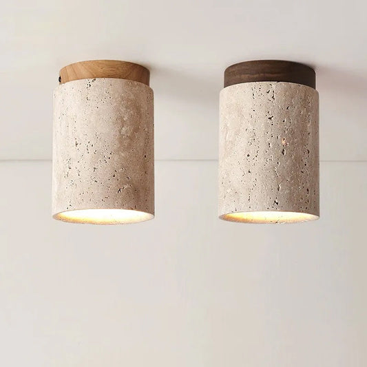 Boho Ceiling Light with Natural Yellow Cave Stones - Minimalist Surface-Mounted Down-Light for Unique Ambiance 0
