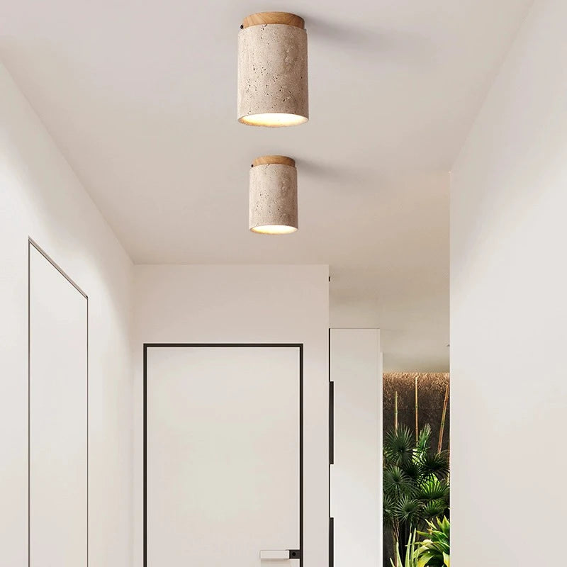 Boho Ceiling Light with Natural Yellow Cave Stones - Minimalist Surface-Mounted Down-Light for Unique Ambiance 2