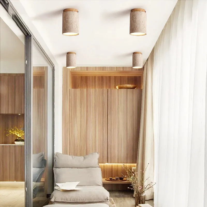 Boho Ceiling Light with Natural Yellow Cave Stones - Minimalist Surface-Mounted Down-Light for Unique Ambiance 3
