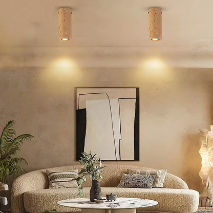 SOLUNA – Modern Travertine Ceiling Light | Surface-Mounted Stone Down Light - Styyler