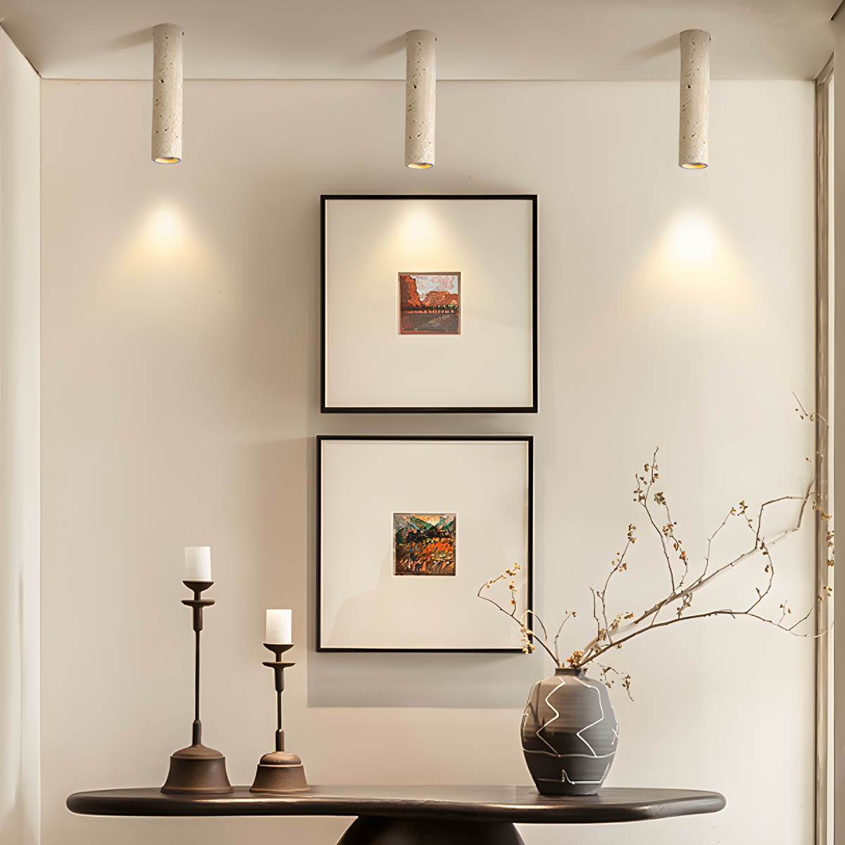 SOLUNA – Modern Travertine Ceiling Light | Surface-Mounted Stone Down Light - Styyler