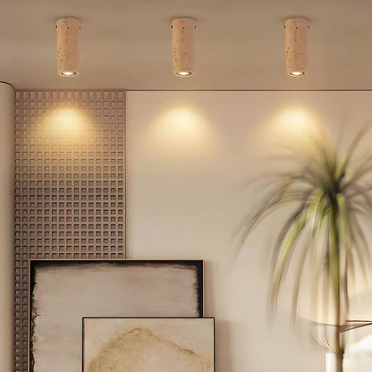 SOLUNA – Modern Travertine Ceiling Light | Surface-Mounted Stone Down Light - Styyler