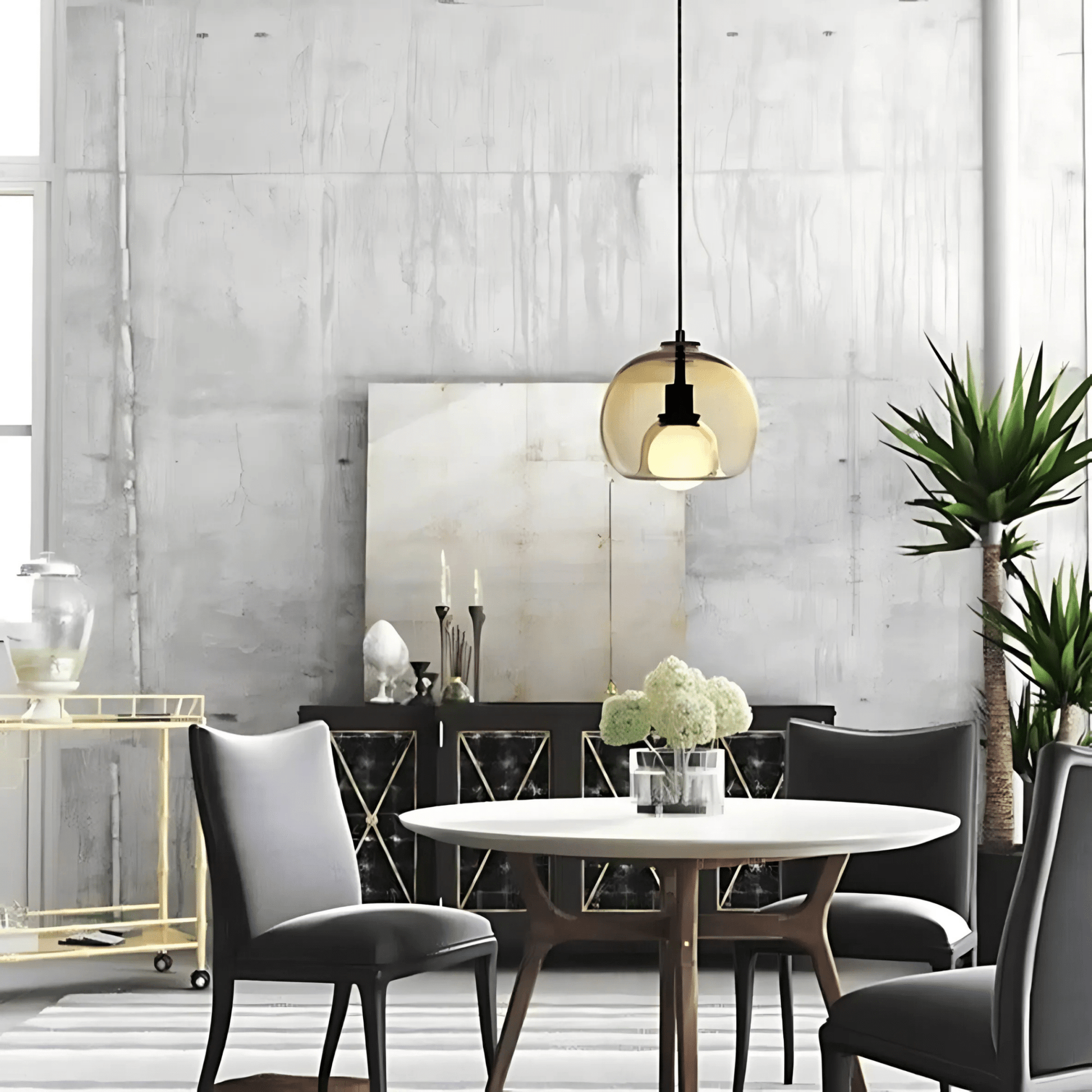 Klyde Handblown Glass Pendant Lamp | Elegant Kitchen Dining Light | Smoke Grey - Styyler