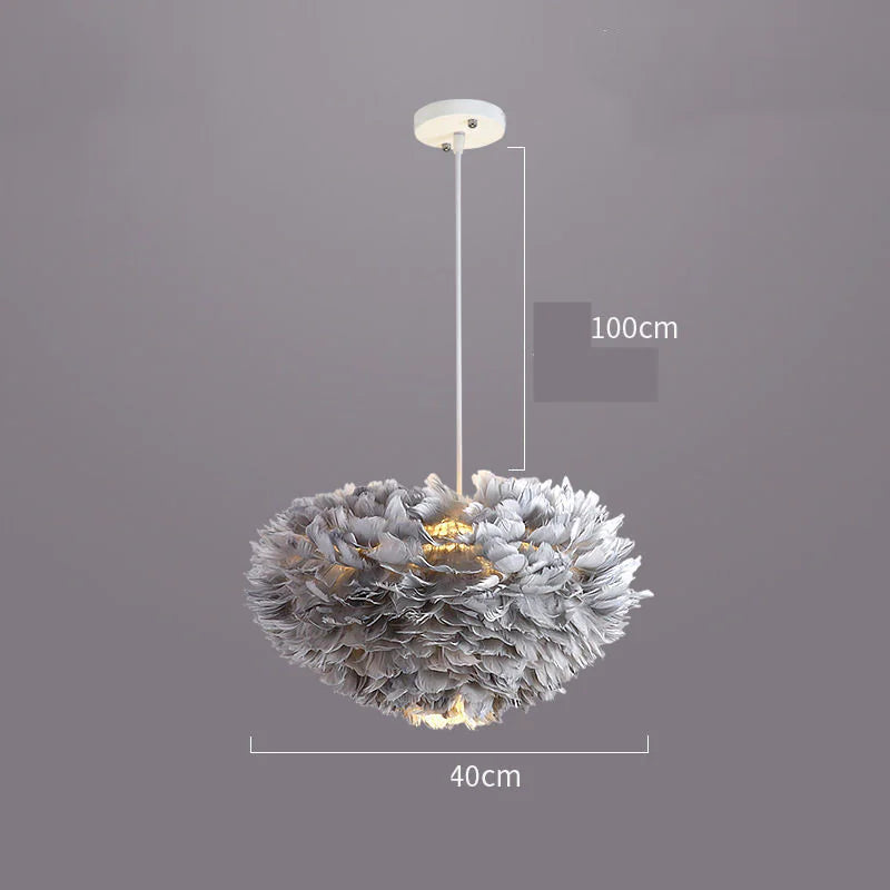 AURA Modern Minimalist Feather Pendant Light | Fluffy Ceiling Lamp