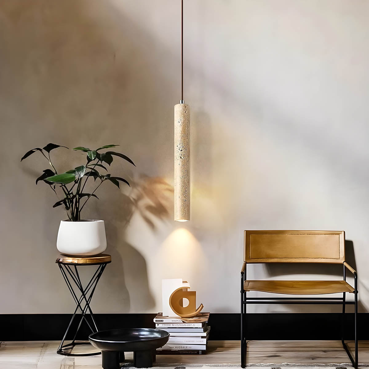 TERRA CAVO – Natural Travertine Pendant Light | Minimalist Ceiling Light - Styyler