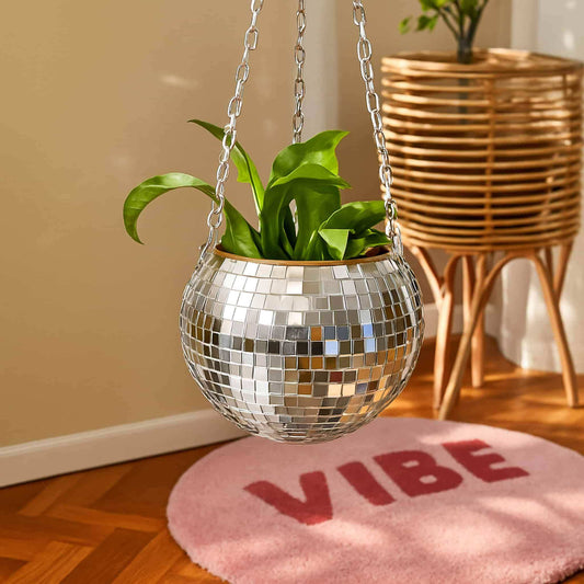 Chic Disco Ball Hanging Planter with Mirrored Tiles | Planter for Succulents and Ferns - Styyler