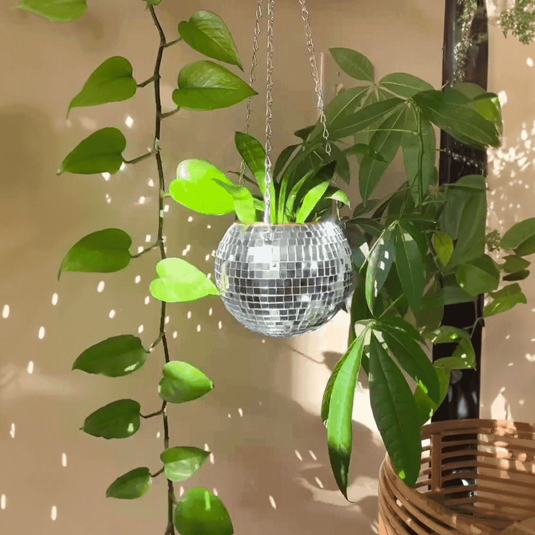 Chic Disco Ball Hanging Planter with Mirrored Tiles | Planter for Succulents and Ferns - Styyler