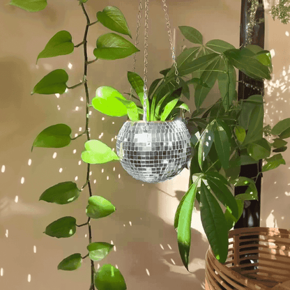 Chic Disco Ball Hanging Planter with Mirrored Tiles | Planter for Succulents and Ferns - Styyler