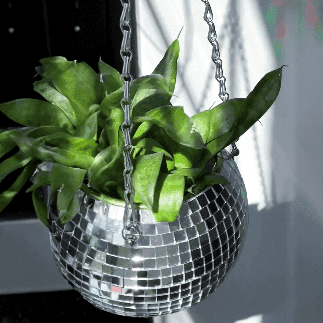 Chic Disco Ball Hanging Planter with Mirrored Tiles | Planter for Succulents and Ferns - Styyler
