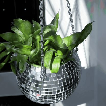 Chic Disco Ball Hanging Planter with Mirrored Tiles | Planter for Succulents and Ferns - Styyler