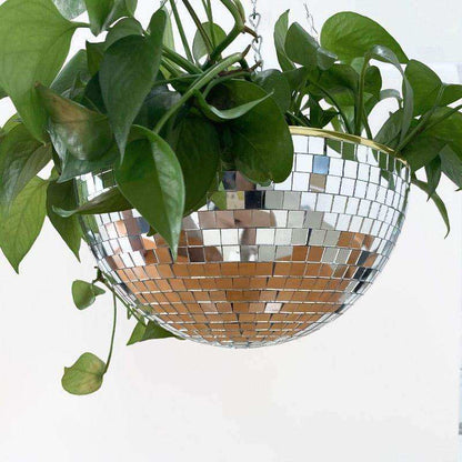 Chic Disco Ball Hanging Planter with Mirrored Tiles | Planter for Succulents and Ferns - Styyler