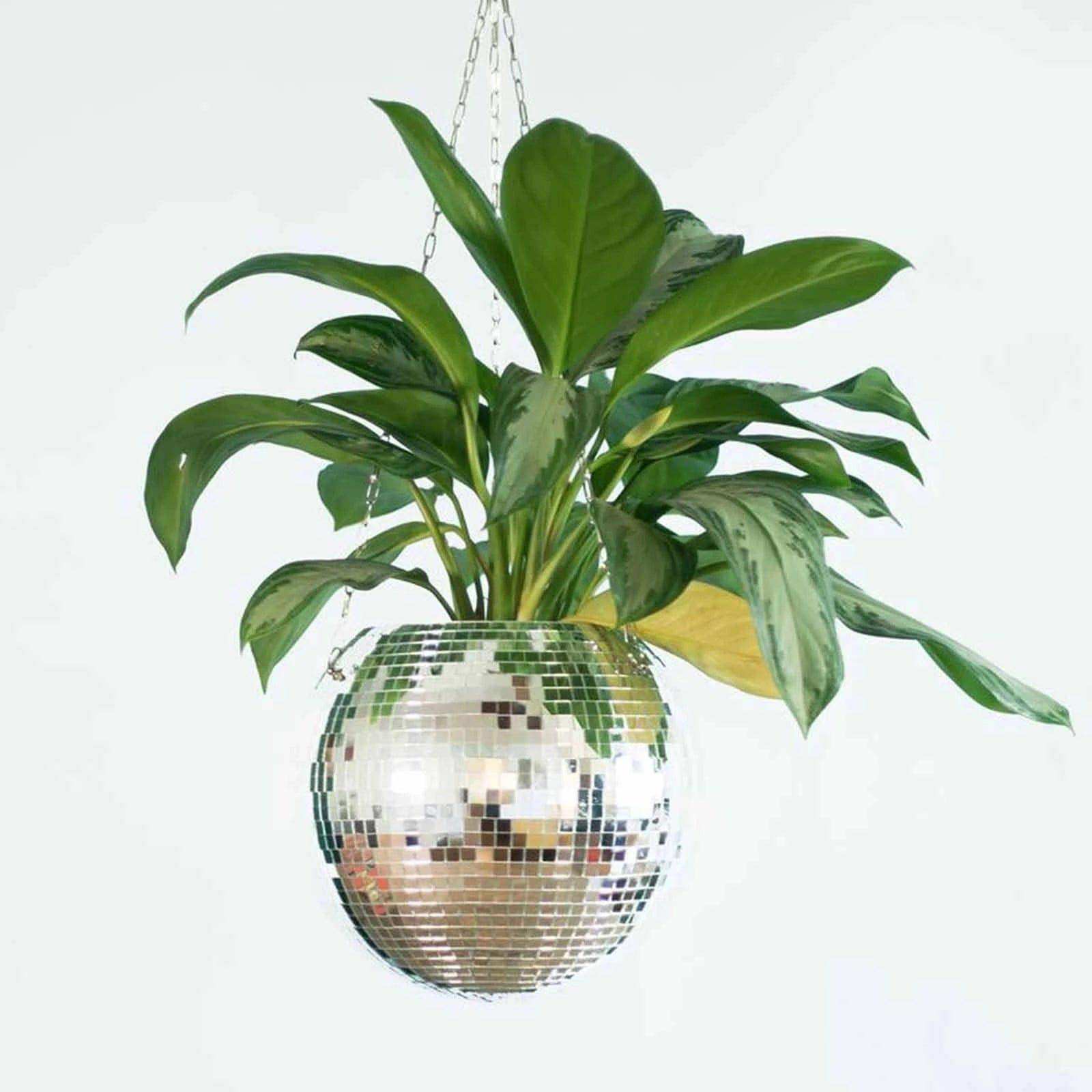 Chic Disco Ball Hanging Planter with Mirrored Tiles | Planter for Succulents and Ferns - Styyler