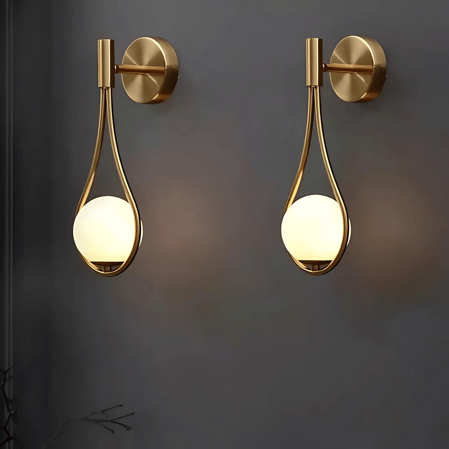 Droplet Wall Light - Modern Teardrop Design Wall Lamp in Gold or Satin Black Finish - Styyler