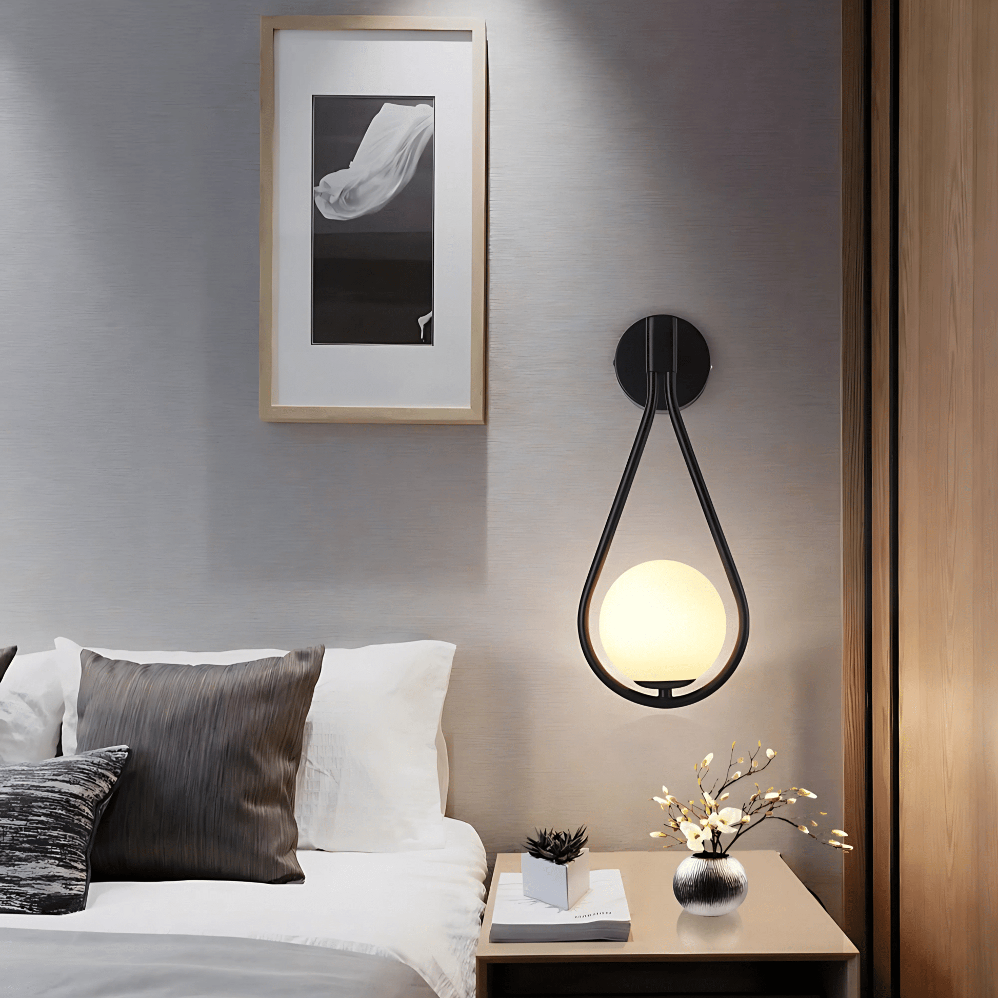 Droplet Wall Light - Modern Teardrop Design Wall Lamp in Gold or Satin Black Finish - Styyler