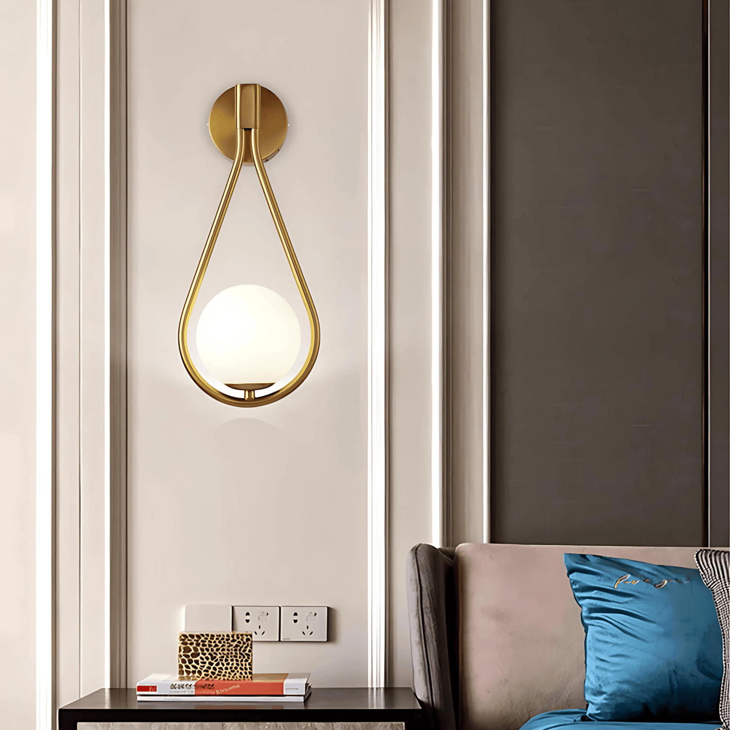 Droplet Wall Light - Modern Teardrop Design Wall Lamp in Gold or Satin Black Finish - Styyler