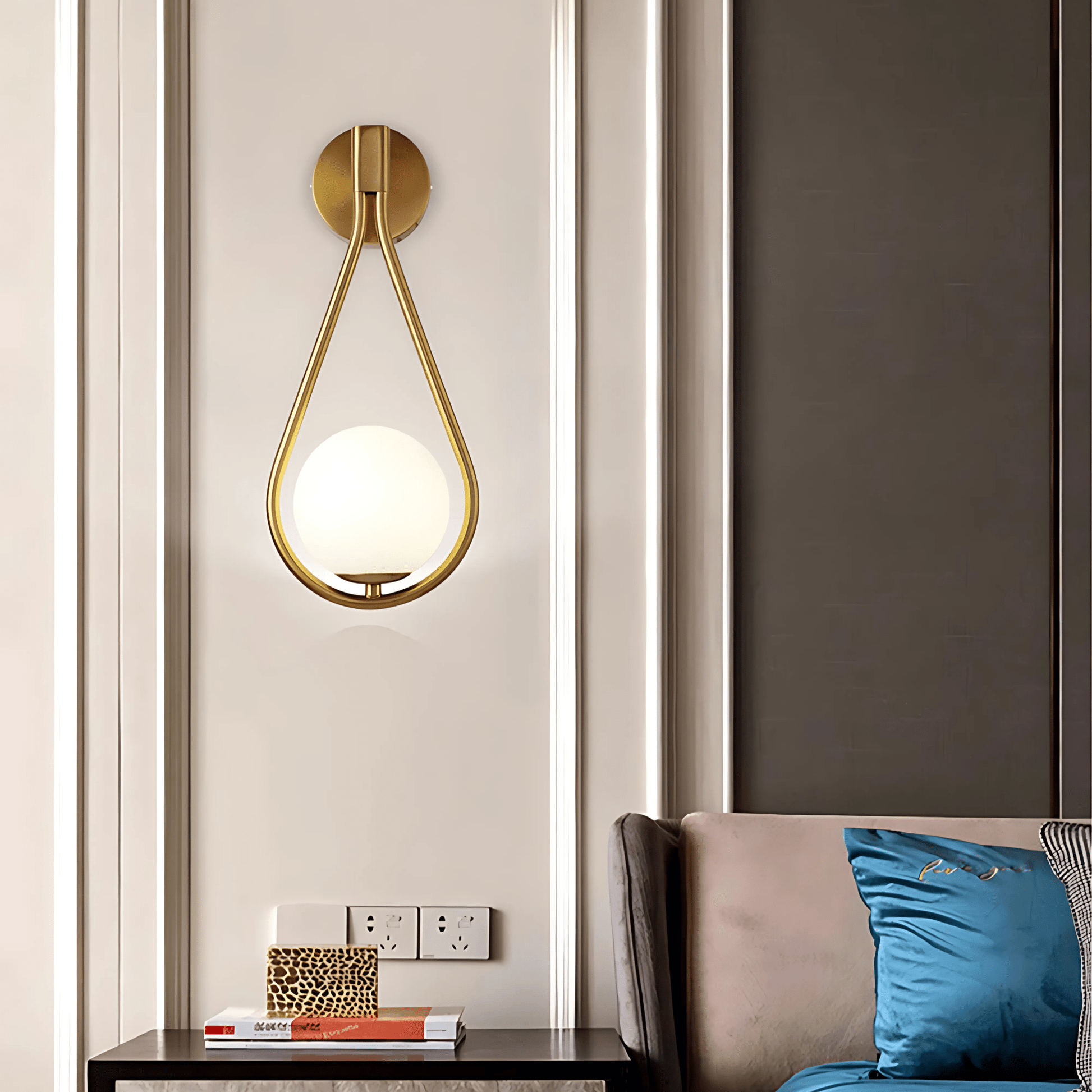 Droplet Wall Light - Modern Teardrop Design Wall Lamp in Gold or Satin Black Finish - Styyler