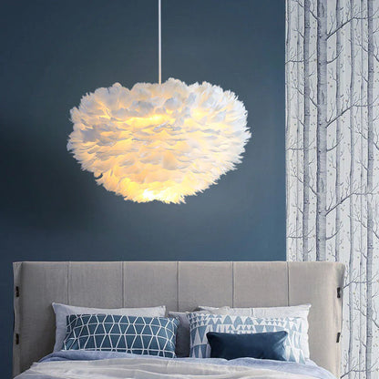 AURA Modern Minimalist Feather Pendant Light | Fluffy Ceiling Lamp