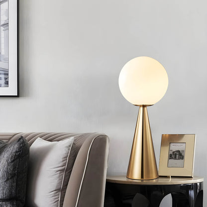 GEORGIA Modern Table Lamp | Glass Globe with Brass or Black Base - Styyler